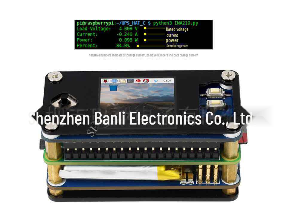 Raspberry Pi Zero WH 1.3" LCD UPS Display Kit
