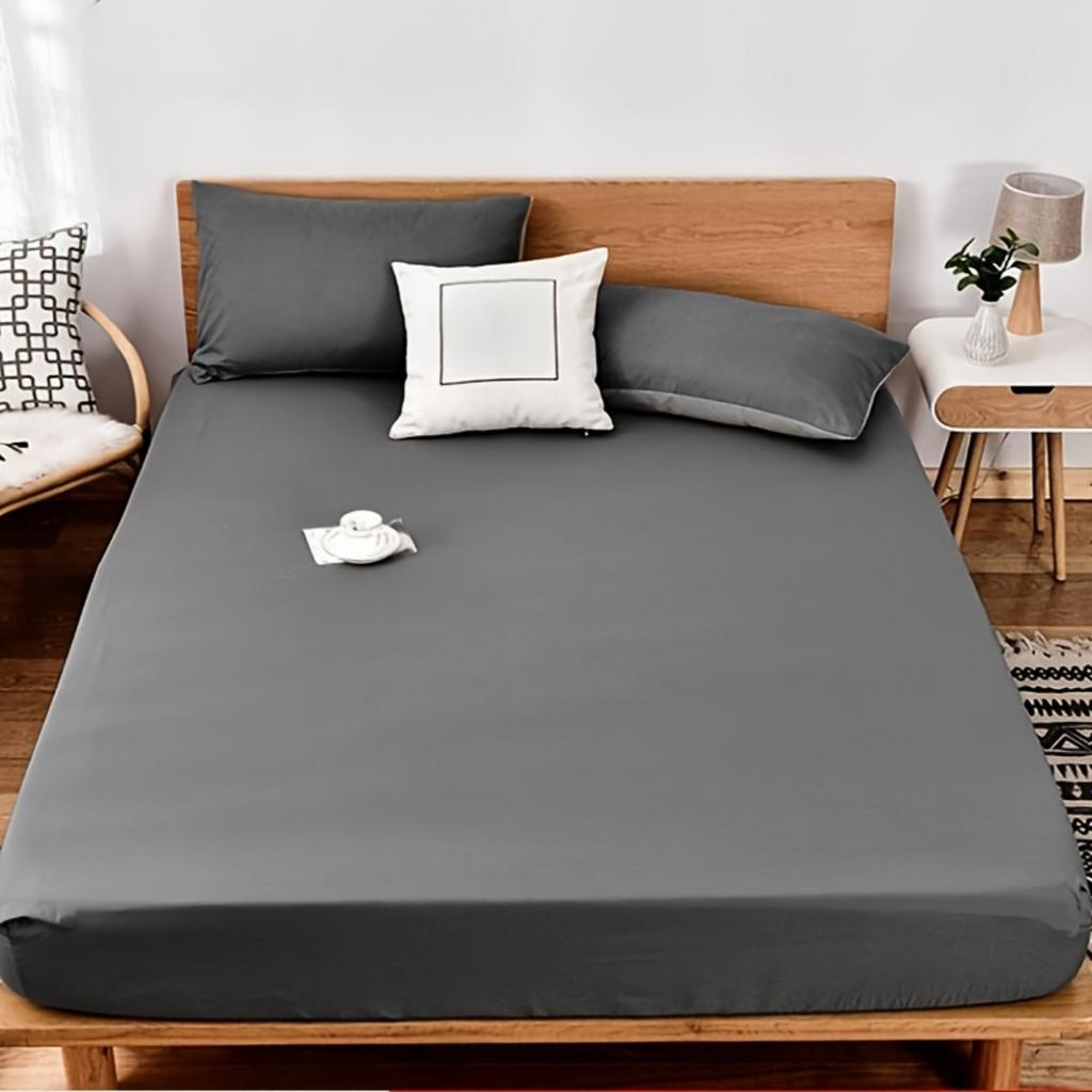 1 мягкая и удобная однотонная простыня, глубокие карманы для надежной посадки и простоты ухода, полиэстеровая ткань, пригодная для машинной стирки, для идеального комфорта в любое время года
