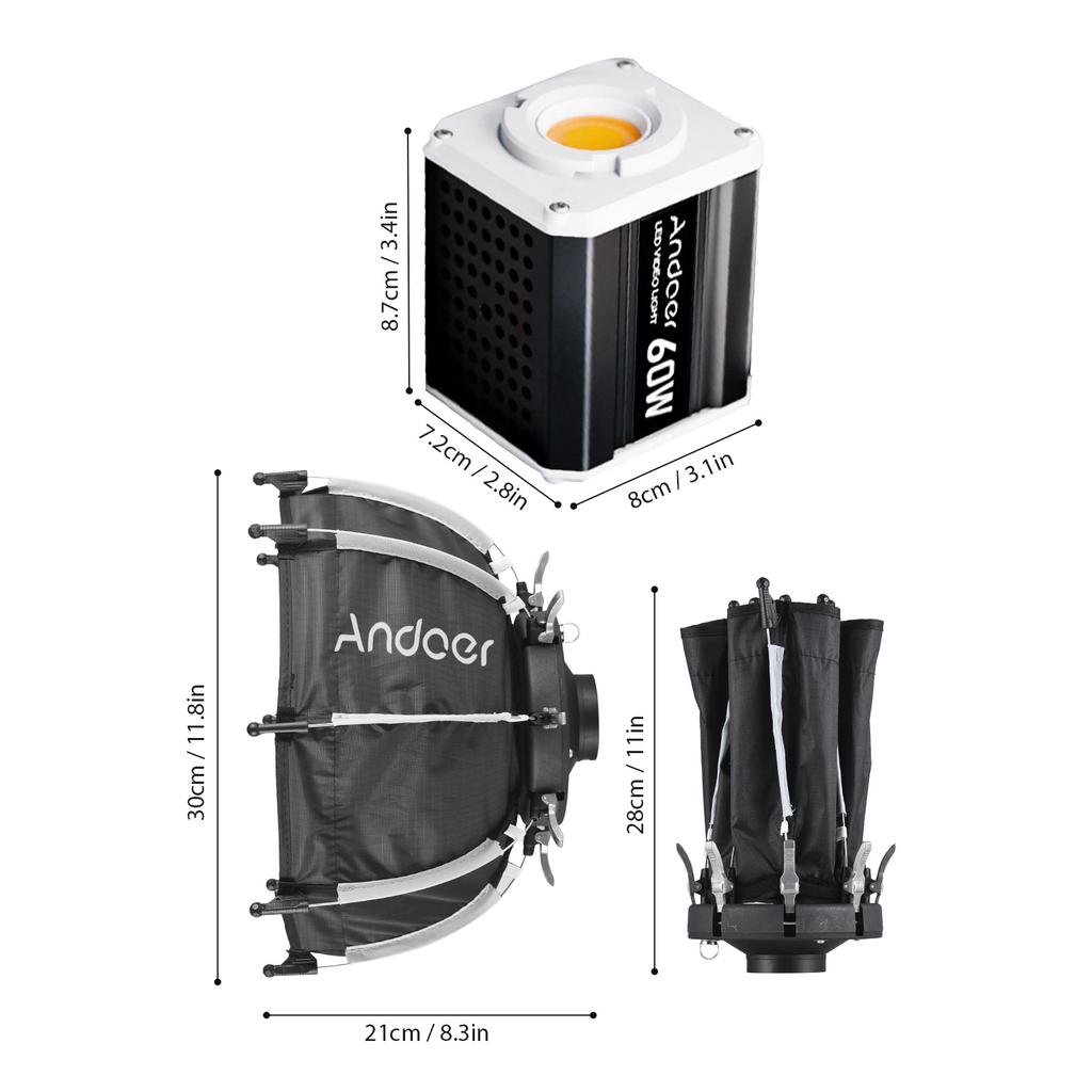 Andoer 60W портативный светодиодный видеосвет COB фотосвет 2800K-6800K с регулировкой яркости и 9 эффектами FX