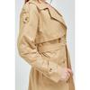 Waterproof Medium Length Unlined Cotton Double Breasted Trench Coat Beige 3440