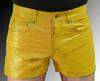 Карманные Желтые Мужские Короткие Спортивные Шорты из Мягкой Натуральной Овечьей Кожи