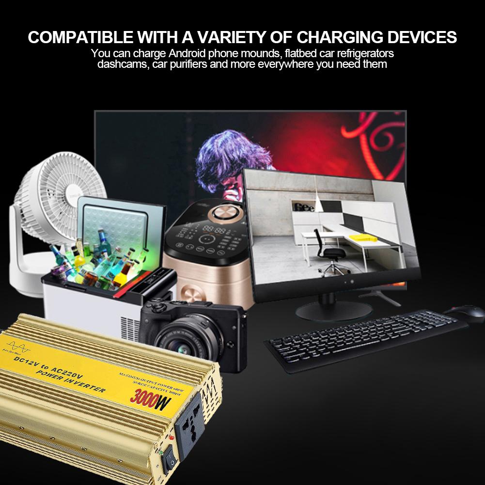 3000/1000 Вт автомобильный инвертор с чистой синусоидой, инвертор синусоидальной волны постоянного тока 12 В в переменный ток 220 В, преобразователь напряжения, микропреобразователь, трансформатор