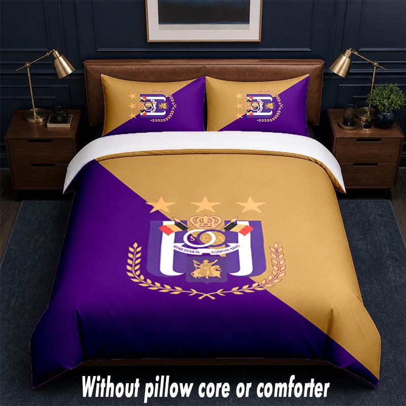 Anderlecht FC Design Bed Bedding Set 1 Duvet Cover + 2 Pillowcases Soft Breathable Household Bed Linens