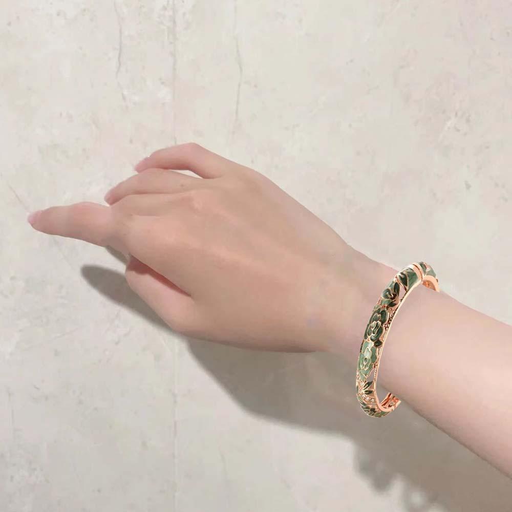 Аксессуары для ханьфу Филигранная эмалевая манжета Традиционный ажурный браслет с цветами Подарок на День матери