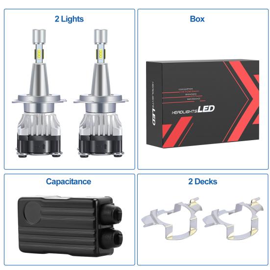 2 шт. Светодиодные лампы для фар Высокая яркость IP68 Водонепроницаемые 10000 лм 6000 К Белый свет H7