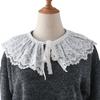 Women Girls Vintage Lolita False Fake Collar Shawl Sweet Ruffles Lace-Up Bow Decorative Necklace Choker Short Poncho