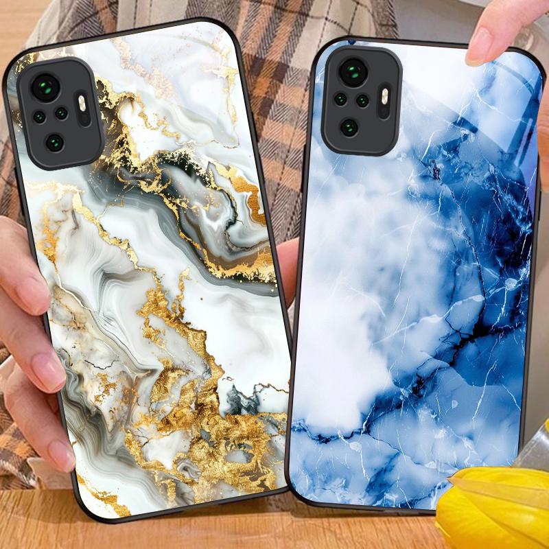 Абстрактный мраморный узор Для Redmi Note 13 Pro+ 14 Pro 8 9 9S 12S 10 Pro 11 12 A3 12 13 K60 Ultra 13C 14C Черный стеклянный чехол для телефона