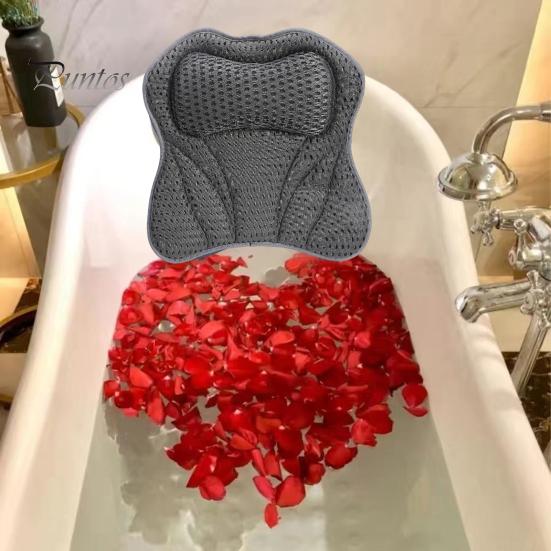 Подушка для ванны с 6 противоскользящими присосками, подголовник для ванны с сетчатой тканью 4D Air Mesh, подушка для поддержки шеи и спины, расслабляющие аксессуары для ванны