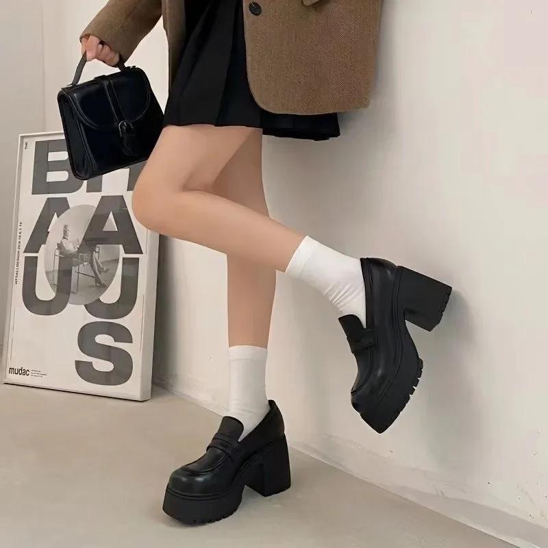 2025 Горячая Распродажа Туфли-лодочки на высоком каблуке, Лоферы, Ретро Массивный каблук, Туфли, Женская униформа, Колледж, Платформа, Туфли Мэри Джейн, Zapatos De Mujer, Туфли-лодочки