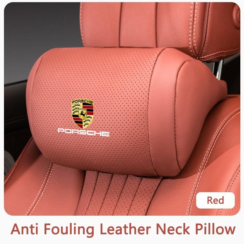 Car Headrest Seat Neck Support Soft Comfortable Neck Pillow For Porsche Cayenne Panamera Macan Boxster Cayman 718 911 Sticker VT6