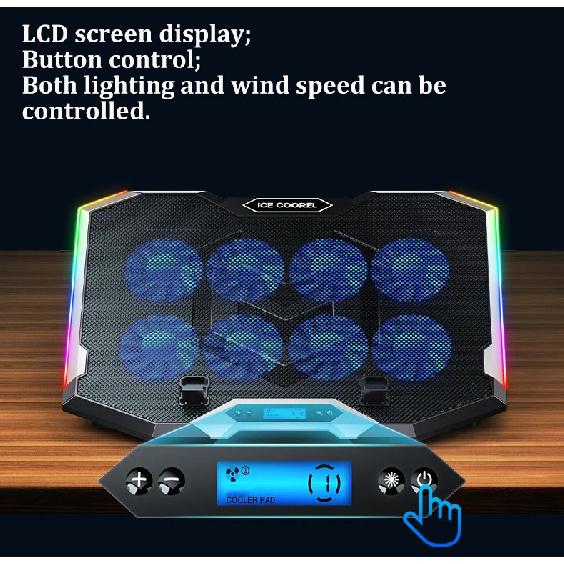 ICE COOREL K10 Охлаждающая подставка для ноутбука 8 вентиляторов RGB Охлаждающая подставка для ноутбука Охлаждающий радиатор Основание Охладитель для ноутбука для 12-18 дюймов