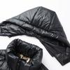 Autumn and Winter 90 White Duck Down Warm Removable Cap Black Gold Graphene Casual Down Jacket