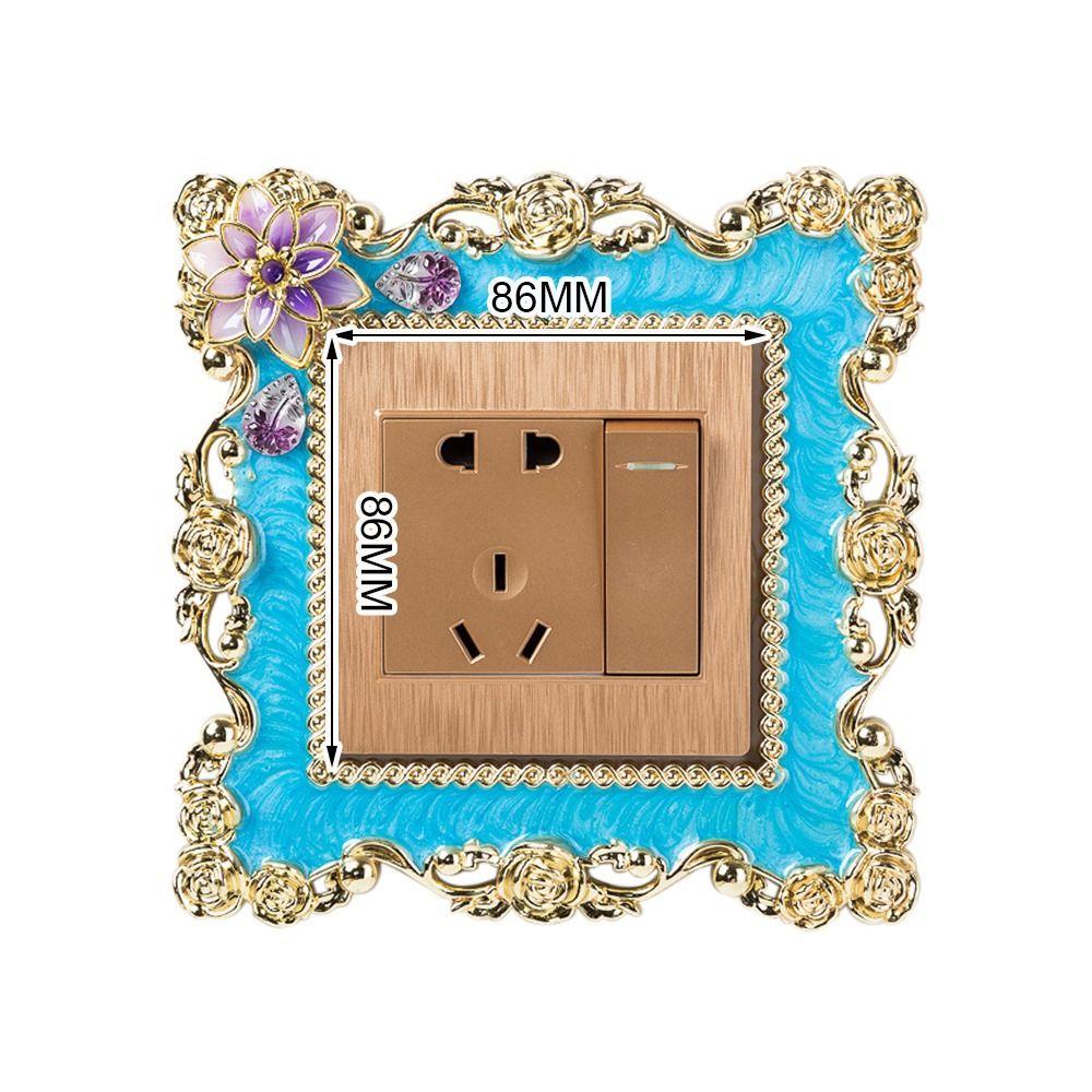 Стильная пластиковая розетка, объемная рамка, одинарный переключатель света, крышка, наклейка на стену с золотым краем, вилка, декор