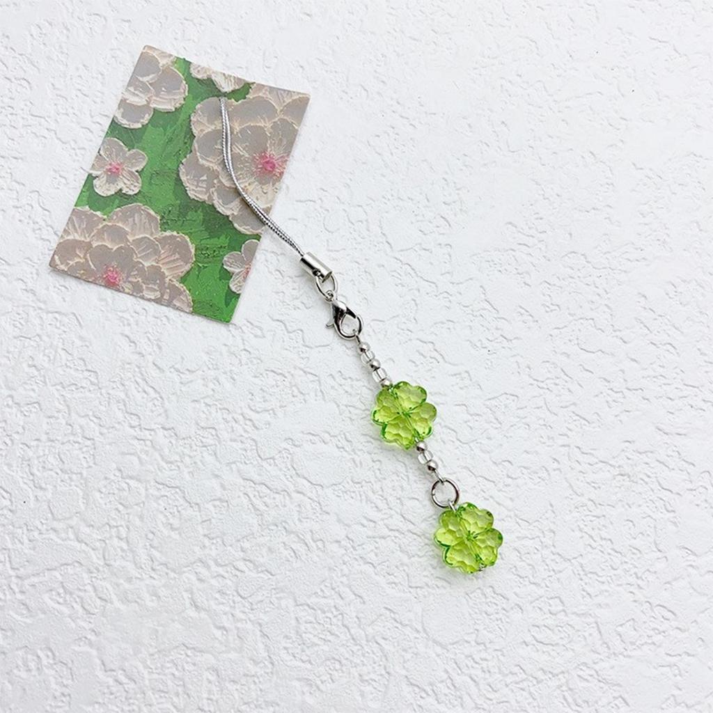 Colorful Keychain Elegant Beaded Four Leaf Clovers Phone Pendant Bag Charm Stylish Accessory for Fashion Enthusiasts