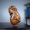 Chinese Boxwood Wood Carved Exquisite Dragon Phoenix Statue Wooden Figurines Art