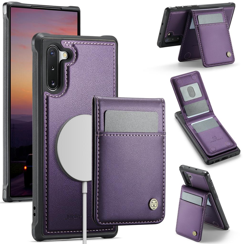 Для Samsung Galaxy Note 10 4G Кожаная задняя крышка Совместим с MagSafe Чехол для телефона JEEHOOD J06 с карманом для карт Блокировка RFID