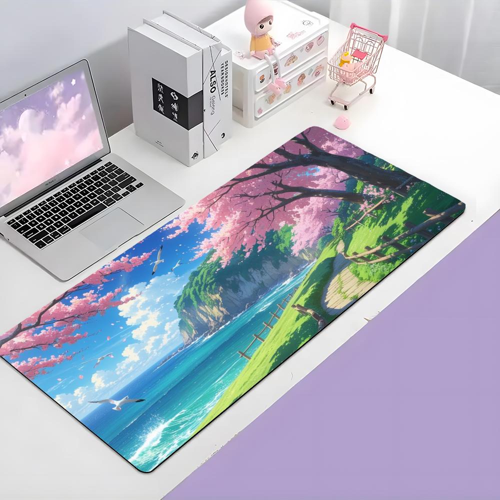 Cherry Blossom Beautiful Flower Art Mouse Pad Large Gaming Mousepad With Thick Stitched Edge NonSlip Desk Mat