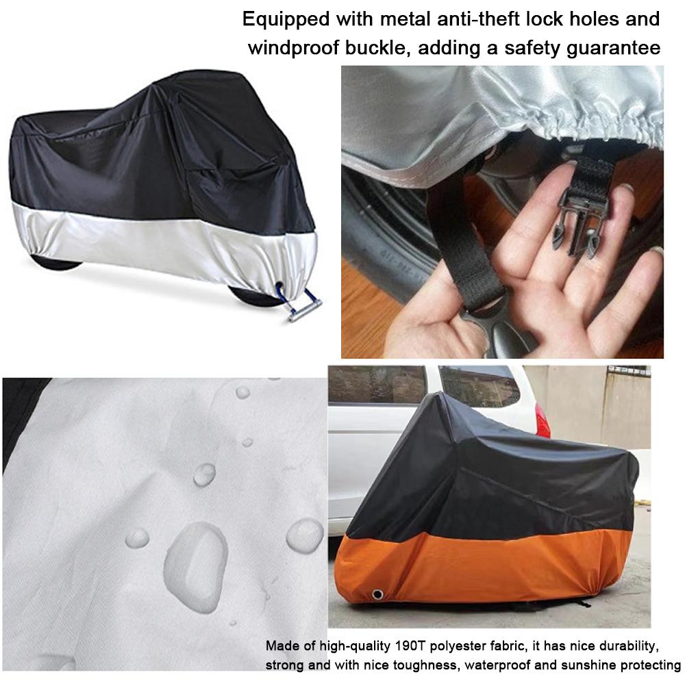 Motorcycle Cover Universal 190T Motorbike Protective Cover Rainproof & Sunproof & Dustproof with