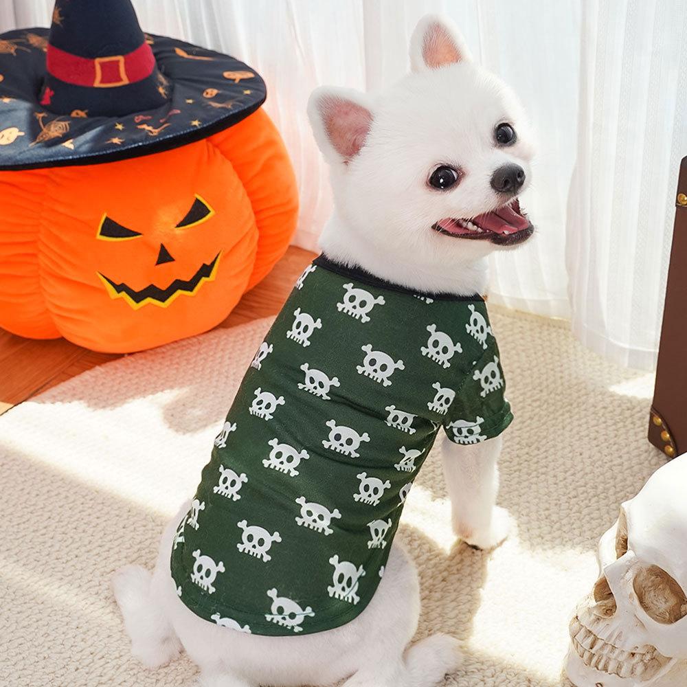 Хэллоуин Домашнее животное Собака Собака Кошка Одежда Принадлежности Костюм Черепа Тонкий Призрак Фестиваль Тедди Большой Медведь Померанский Шпиц