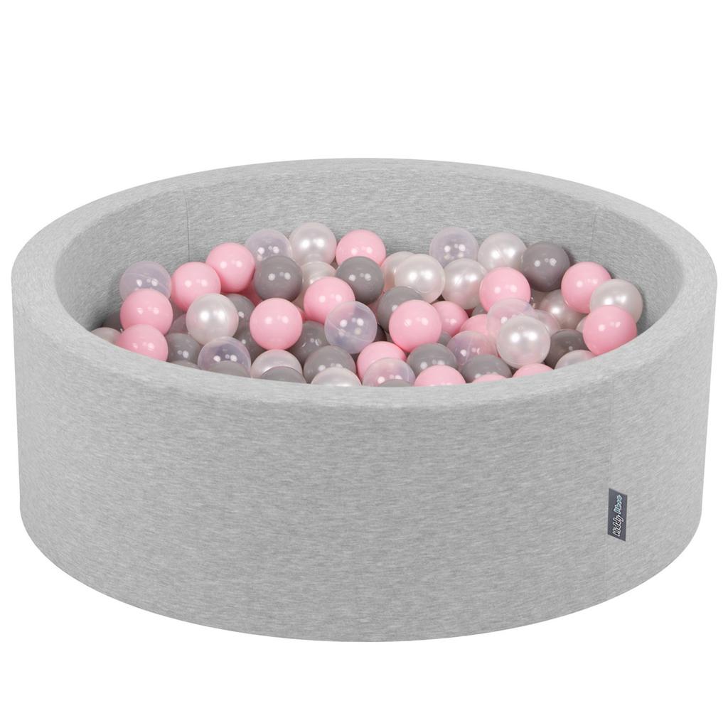 KiddyMoon 90x30cm/300 Balls Balls 7cm / 2.75in Baby Foam Ball Pit Made In Eu, Lgrey:pearl/grey/transparent/light Pink