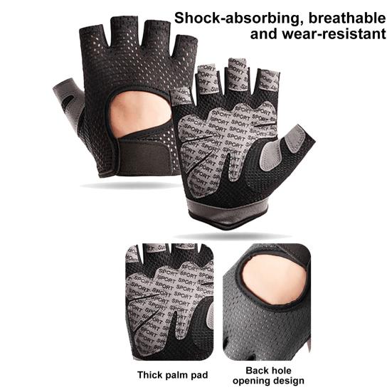 1 пара спортивных перчаток с сеткой, противоскользящие, большие, с половиной пальцев, унисекс, полые, фрикционные, износостойкие, полые