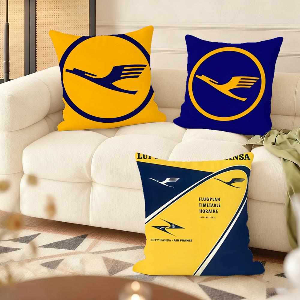 LLufthansaS Airlines Чехол на подушку Натуральный лен Органическая ткань Двусторонний принт Подушки для дивана Домашний декор