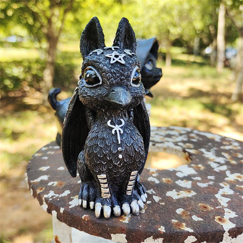 1pc Halloween Magic Black Dragon Snake Griffin Unicorn Mysterious Witches Statue Home
