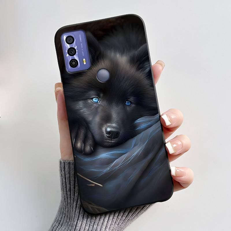 New Design Case For TCL 20B (6159K) Fashionable Black Love Pattern Shockproof Protective Cover Soft Silicone Black Case