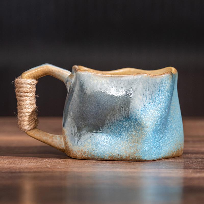 Irregular Retro Ceramic Coffee Mug - Unique Kiln-Changed Design