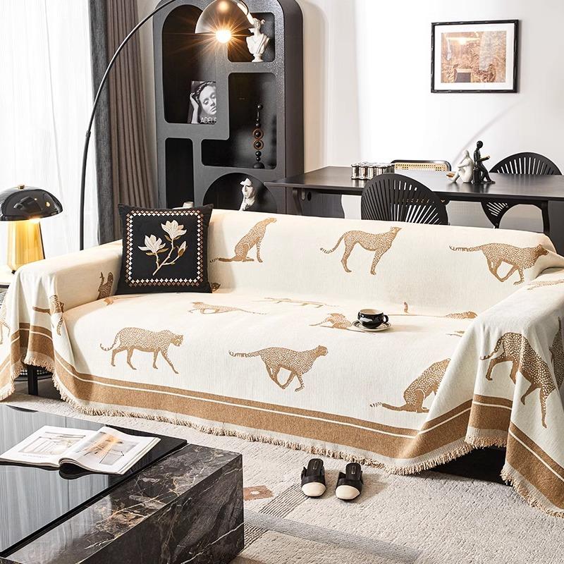 Chenille Slipcovers Leopard Animal Anti Cat Scratch Furniture Protector Bedspread Couch Towel Full Cover Blanket 3 Seater Sofa