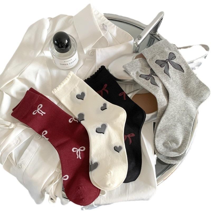 Женские весенне-осенние носки-гольфы с бантиком, милые и сладкие