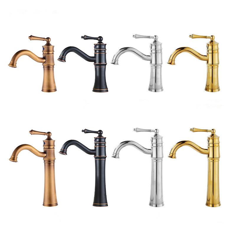 Tuqiu Антикварный смеситель для ванной комнаты Золотой смеситель для раковины Хромированный смеситель для раковины Горячий и холодный кран для унитаза Водопроводный кран Черный