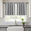 2PCS Solid Color Kitchen Short Curtain Through-rod Design Cabinet Curtain  Fireplace