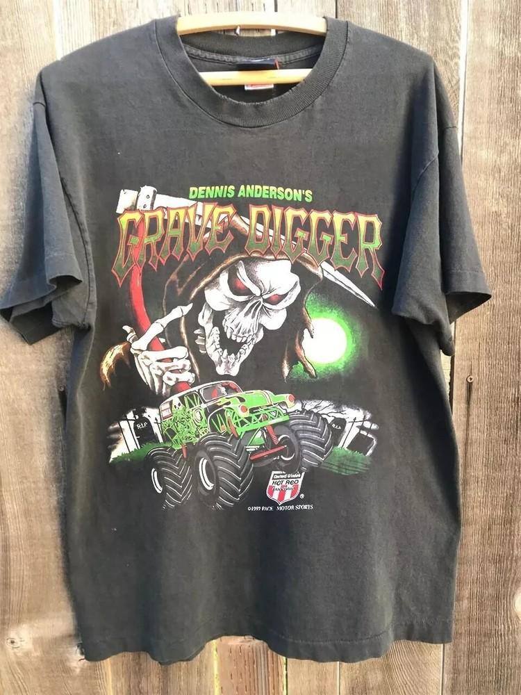 Редкая футболка с принтом Monster Truck Grave Digger 1997 года, угольная, унисекс, перепечатка, размеры S-5XL