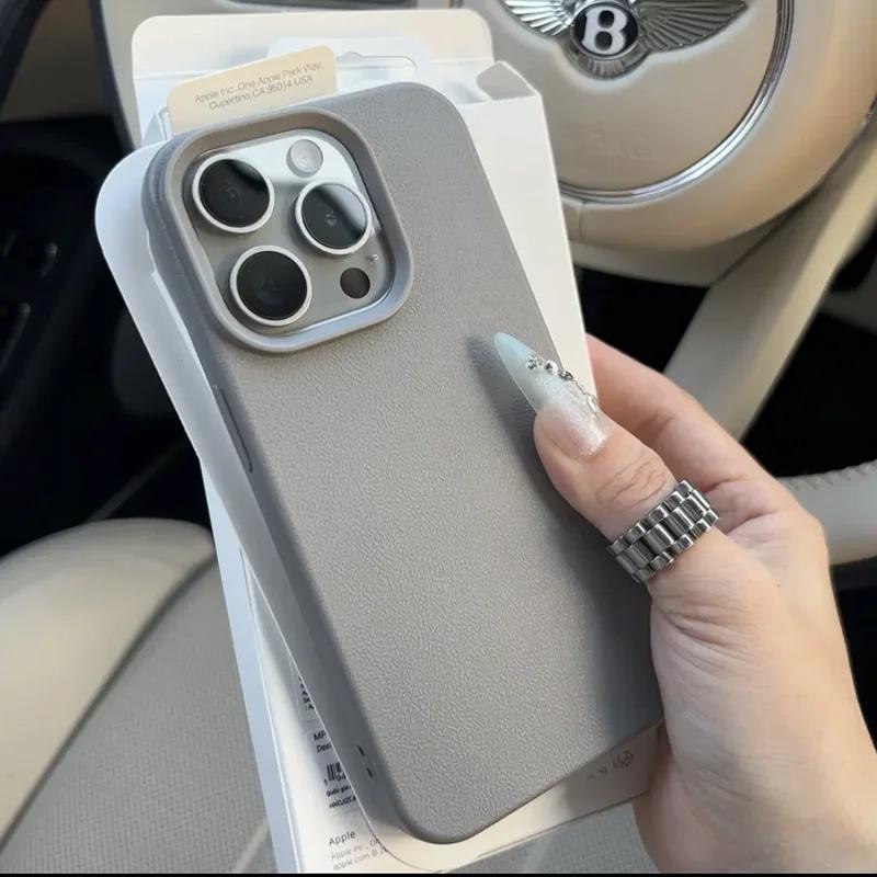 Роскошный Матовый Мягкий Кожаный Чехол-Конфетка Для Телефона iPhone 17 16 15 14 Plus 13 12 11 Pro X XS Max XR Ударопрочный Силиконовый Бампер