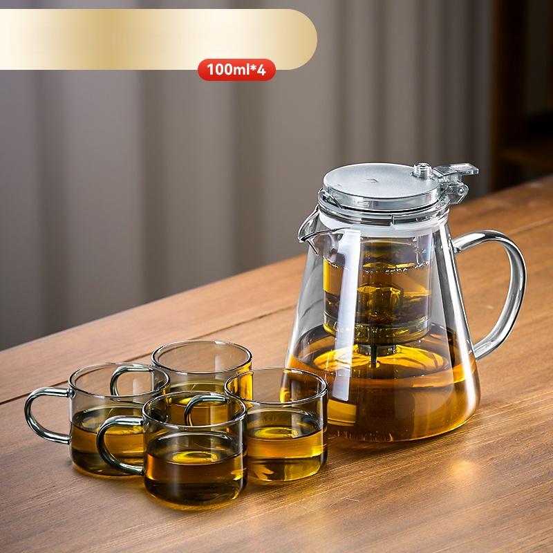 Glass Tea Pot Chinese High Temperature Tea Separation Brew Teapot High Borosilicate Pure Color Simple Teapot Tea Cup