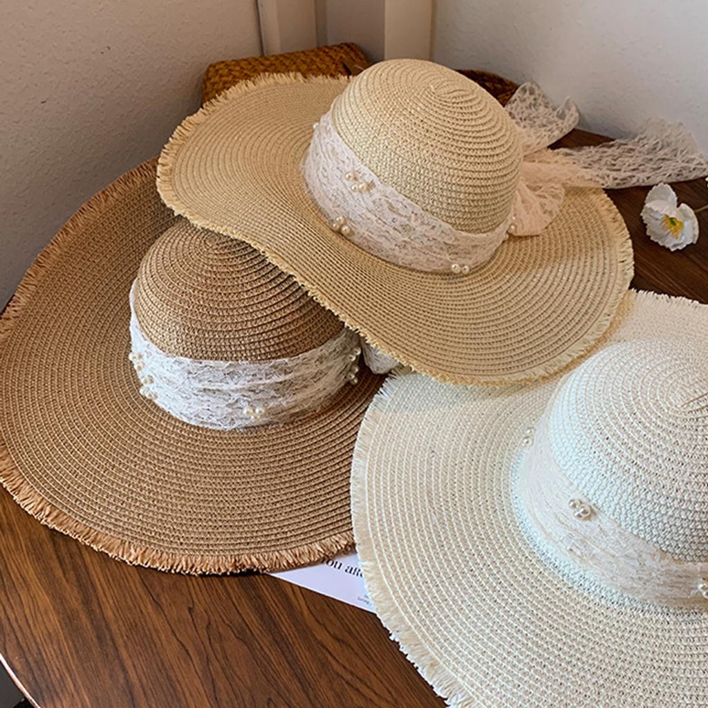 Sweet Women Wide Brim Straw Hat Cool Beach Hat Travel Brim Summer UV Hats for Outdoor Sports Hiking Travel