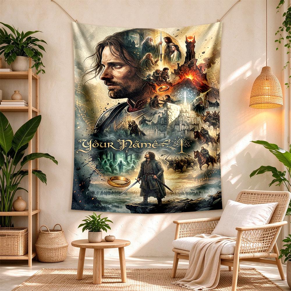 Lord Rings Customize Text Tapestry Decorative Wall Tapestry Machine Washable Ideal for Meditation Room Multi-purpose for All Occasions