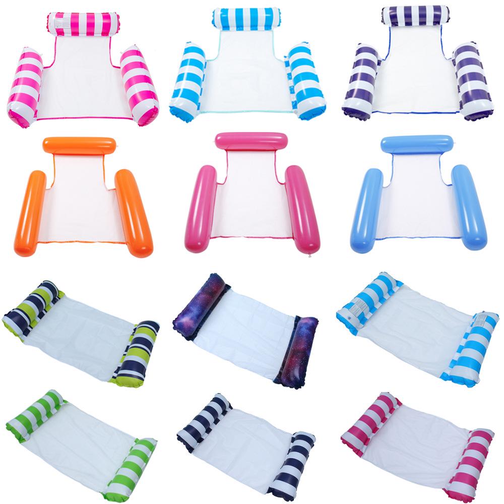 Складной полосатый гамак для бассейна: Надувной матрас-реклайнер нового стиля с сеткой