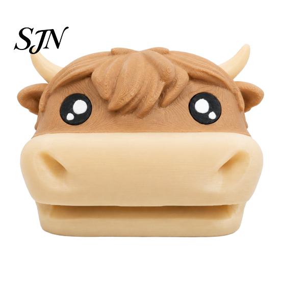 Highland Cow Memo Organizer 3D Printed Sticky Note Holder, Cute Desktop Box Unique Desk for Office and Classroom Supplies, Cartoon To-do Lists