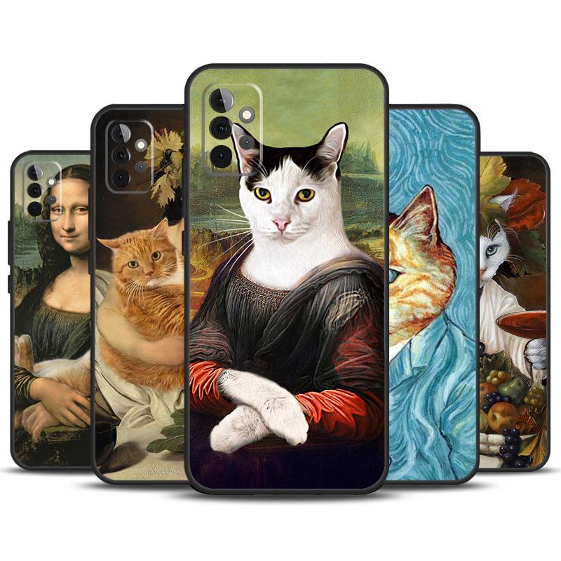 Смешной Кот Искусство Эстетика Чехол Для Samsung Galaxy A54 A34 A24 A14 A51 A71 A12 A32 A52 A72 A13 A33 A53 A25 A15 Обложка