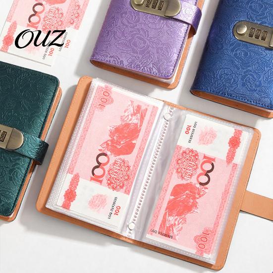 Small Business Cash Receipt Holder Organizer Book with 3-Digit Combination Lock, Durable PU Leather Money Personalized Security Wallet Storage Wallet,