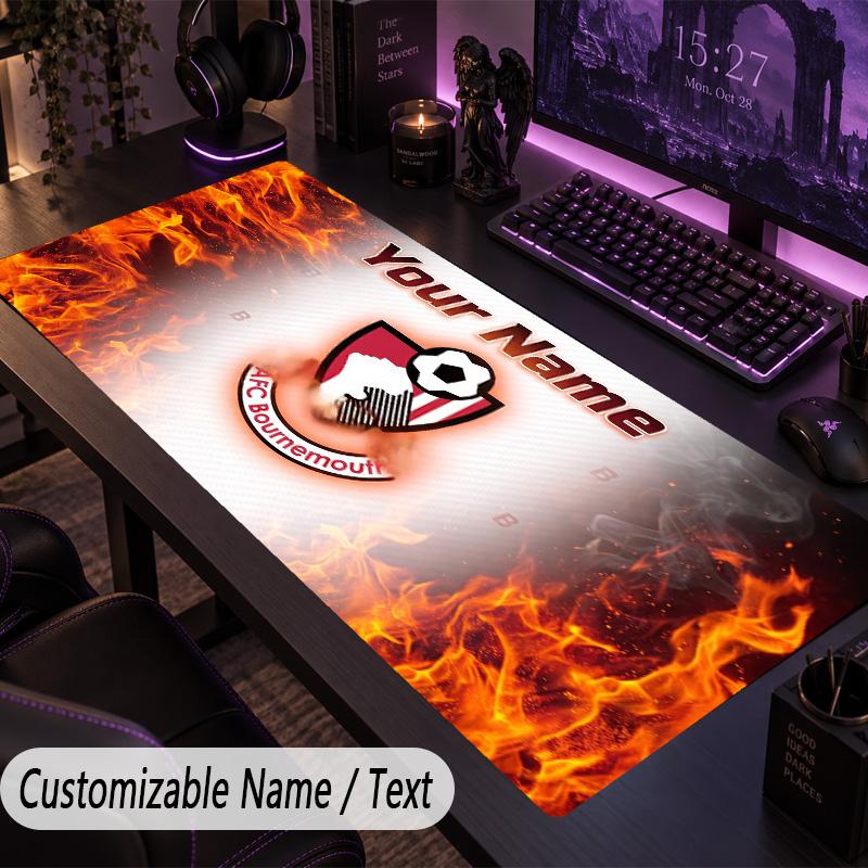 Custom Text Big Mousepad, Extended Desk Pad For Laptop Work GameBournemouth Football
