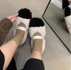 Fashion Winter Flat Sole Cotton Shoes for Women 2024 New Type One Line Thick Sole Fur Shoes Female Outerwear Colored Bean Shoes Zapatos