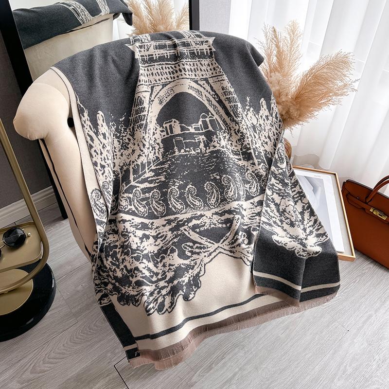 New Shawl Warm Winter Scarf Women Print Paisley Tower Cashmere Pashmina Thick Wrap Head Neck Foulard Luxury Blanket Echarpe