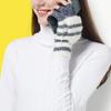 Мягкие Теплые Перчатки Зимние Вязаные Перчатки Мягкие Мультяшные Полосатые Перчатки без Пальцев с Откидным Верхом Теплая Перчатка Эластичная Варежка