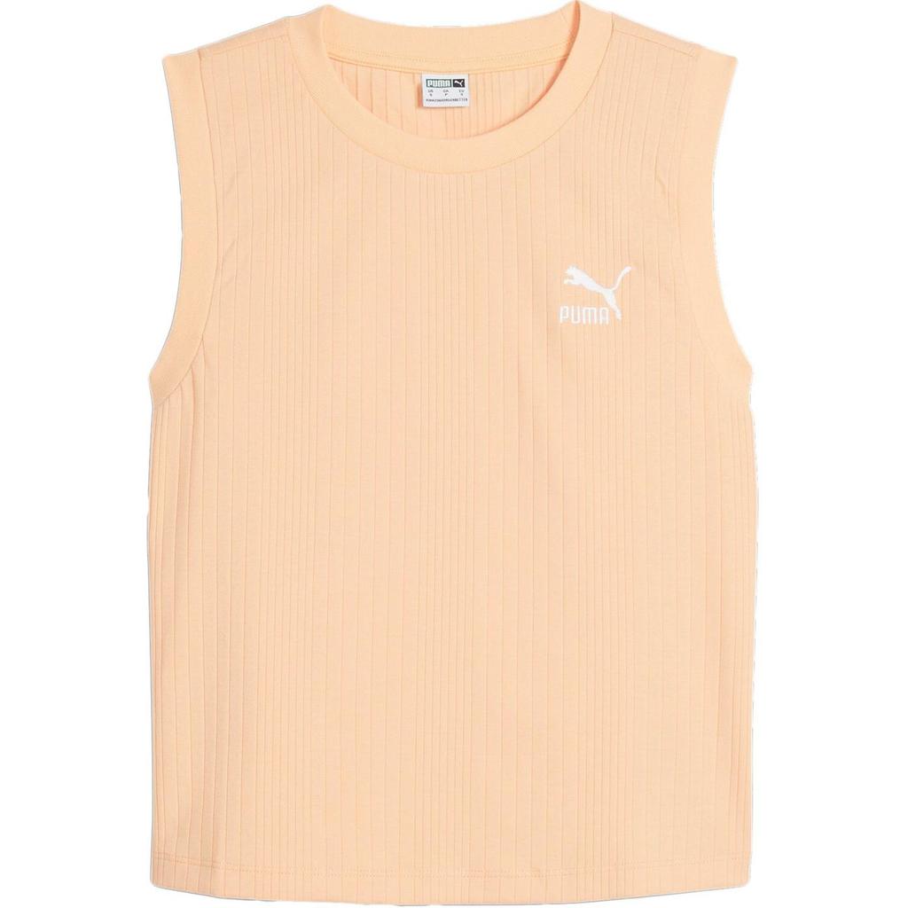 Puma Ss24 Classics Tank вышитый логотип бренда спортивный досуг ребристый жилет женские топы персиковый 626059-45