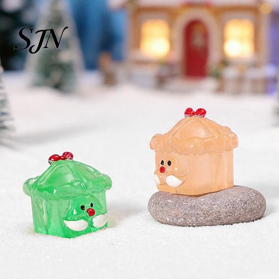 Unique Party Favor Gifts 12Pcs Glow in Dark Mini Christmas Gift Box Figurines, Luminous Elf Cute Desktop Decorations Ornaments, Tiny Statues for Micro