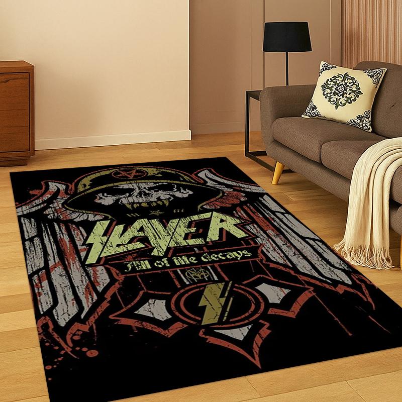 3D Ковер с логотипом хэви-метал группы Slayer для спальни, гостиной, дивана, прихожей, домашнего декора, коврик для детской игровой зоны, нескользящий