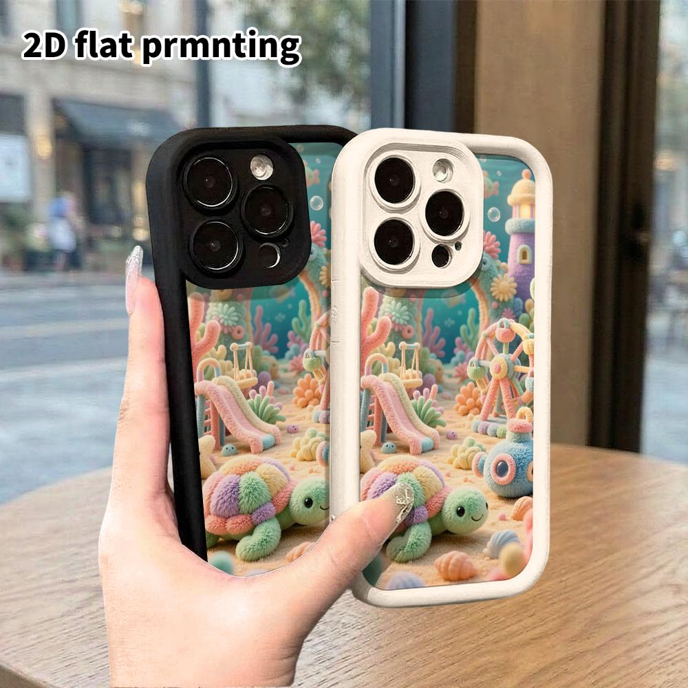 Phone case: 2D flat, suitable for iPhone 18, 17, 16, 15, 14, 13, 12 Pro protective cases, Coral Playground, perfect Christmas and Halloween holiday gi